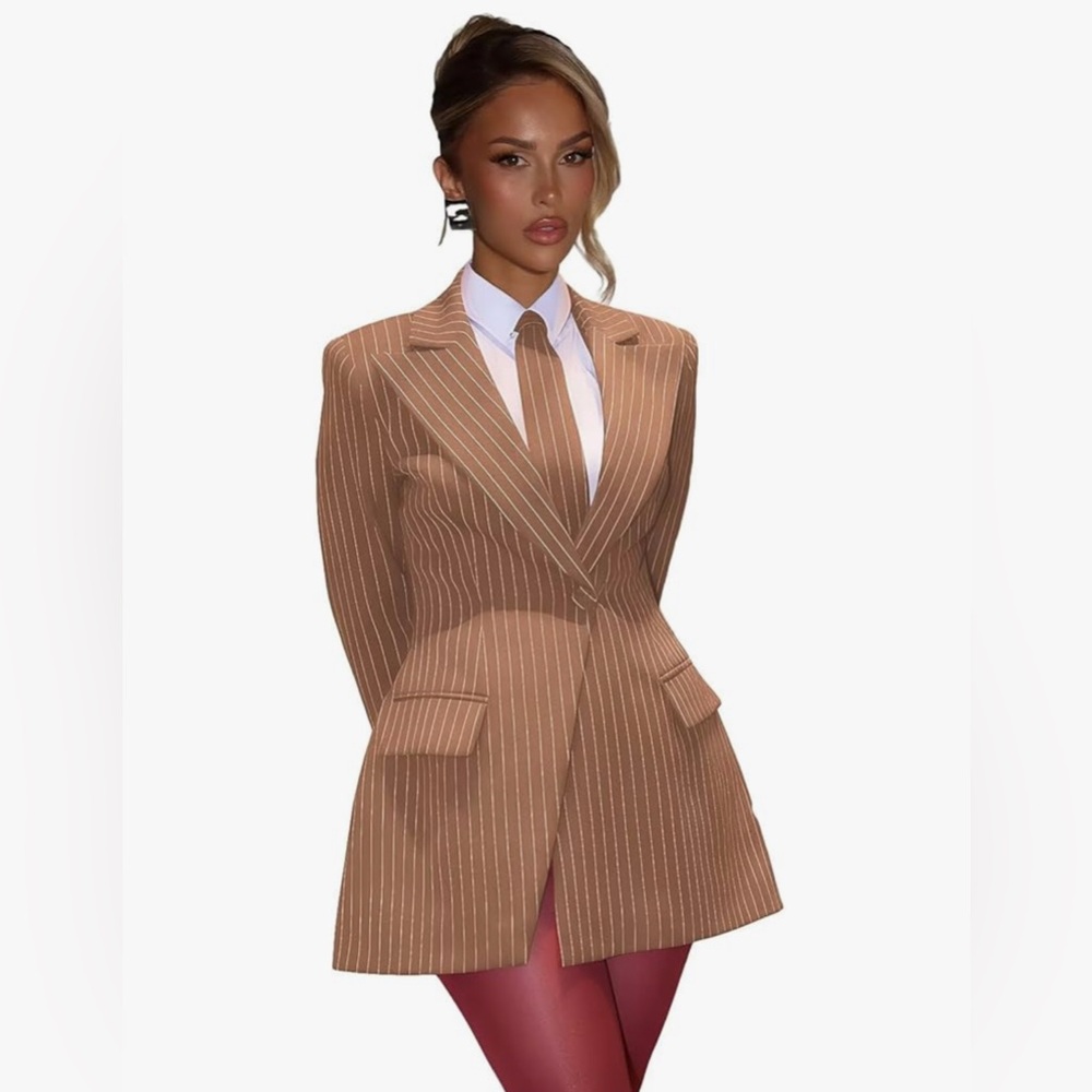 Striped Tan Women's Blazer